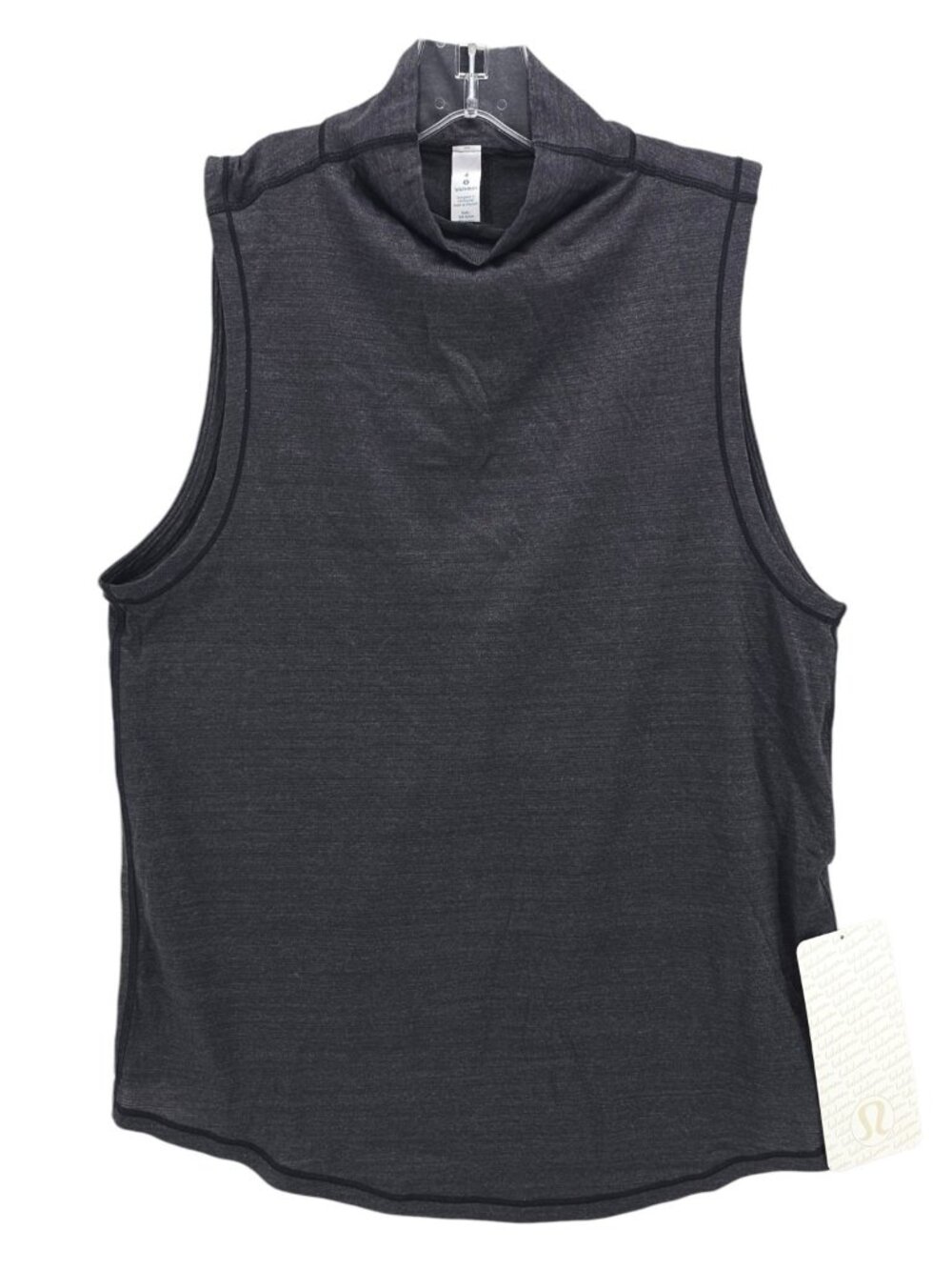 NWT LULULEMON Twist And Reach Mock Neck Tank Heather Black Relaxed Fit Size 4